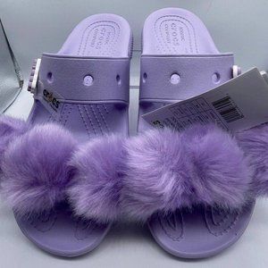 Unisex Crocs Classic Fur Sure Kibbutz Sandals Purple 207405-530 NWT